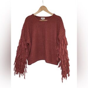 &merci Boho Fringed Pullover Chunky Knot Sweater Size M
